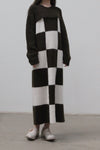 SWAYING/KNIT Checkerboard Dress SW212LS06 Brown/White PS40